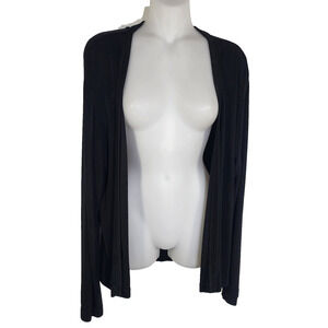 Chico’s Travelers Women Cardigan Open Front Black Size Medium Long Sleeve Slinky